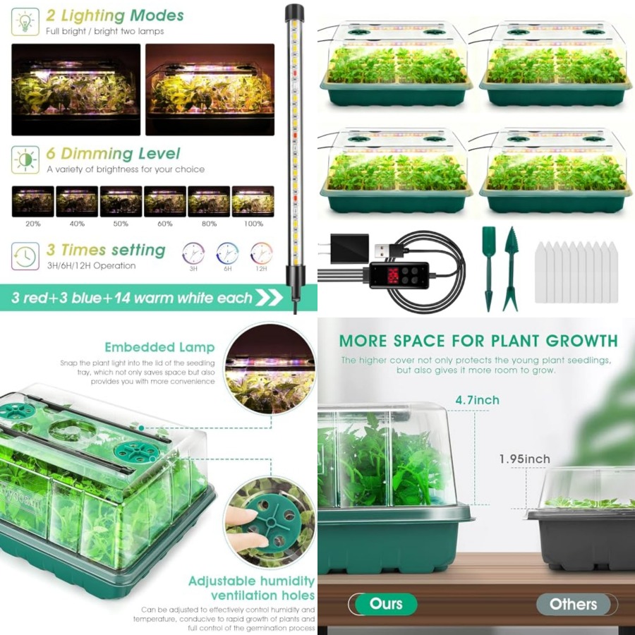 Seed Starter Tray - Büyüme Işığıyla Donatılmış Tohum Başlangıç ​​Tepsisi,